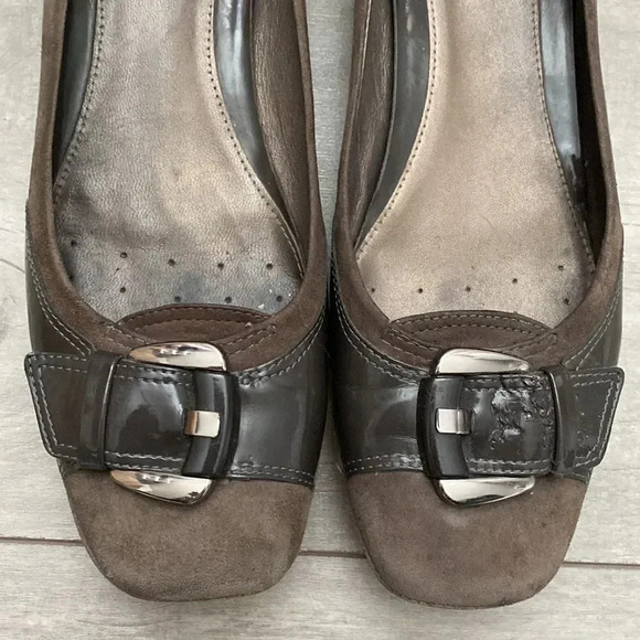 GEOX RESPIRA Suede Patent Leather Ballerina Shoes, Size 8 - Picture 2 of 6